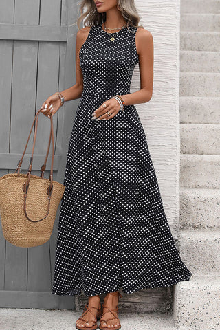 Retro Polka Dots Print Backless Dress
