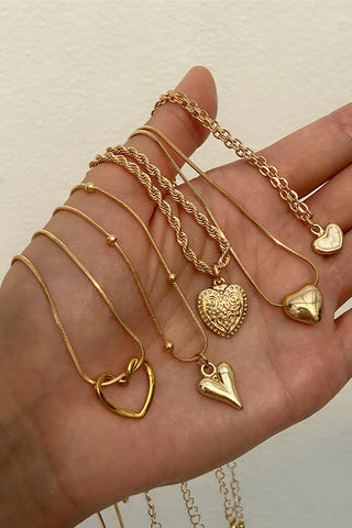Heart Twisted Metal Chain Layered Necklace