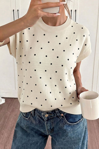 Fashion Polka Dot Casual Knit Sweater