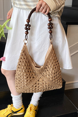 Fashion Resort Style Color Block Weave Bag