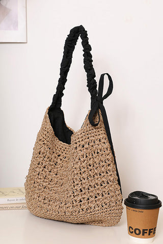 Fashion Color Block Bow Weave Handbag