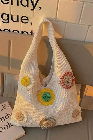 Fashion Flower Design Casual Knitted Bag