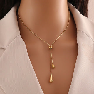 Fashion Water Drop Pendant Long Chain Necklace