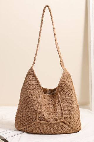 Fashion Solid Color Hollow Weave Bag