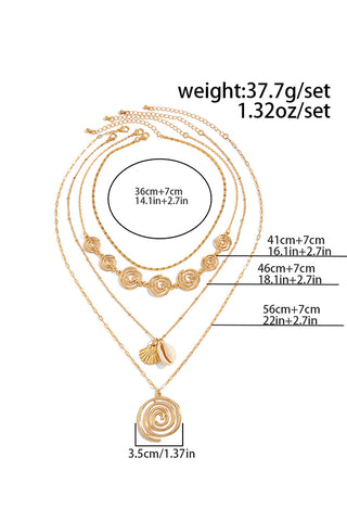 Metal Spiral Chain Conch Shell Layered Necklace