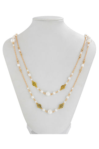 Fashion Faux Pearl Stackable Long Necklace