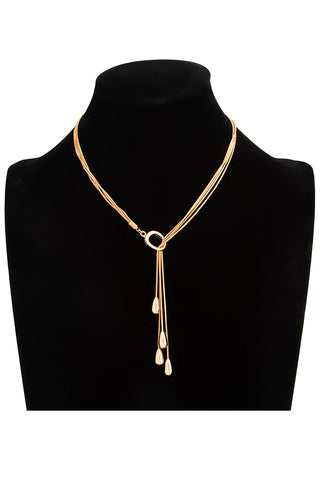 Minimalist Water Drop Pendant Tassel Necklace