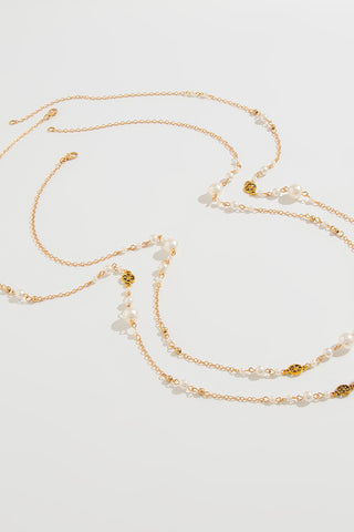 Fashion Faux Pearl Stackable Long Necklace