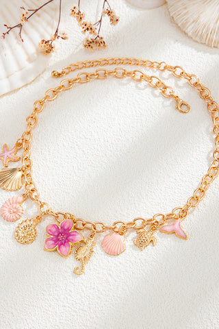 Resort Style Conch Shell Floral Charm Necklace