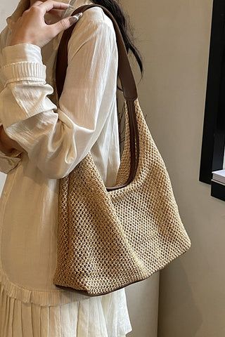 Retro Style Color Block Weave Two-in-One Bag Set