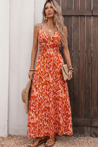Bohemian Style Printed V Neck Casual Dress