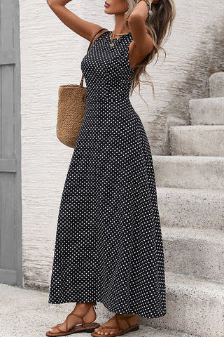 Retro Polka Dots Print Backless Dress