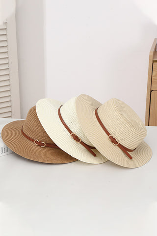 Vintage French Flat Top Straw Hat