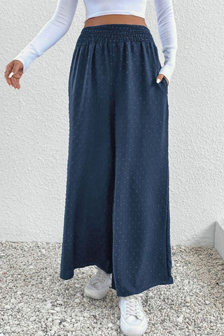 Solid Color Jacquard Loose Fit Trousers