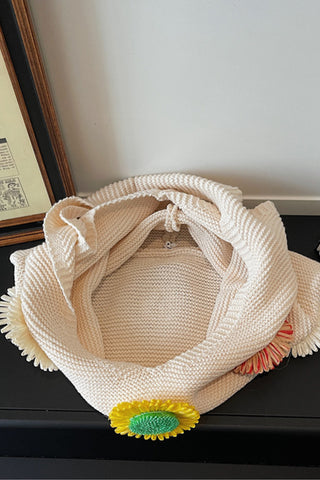 Fashion Flower Design Casual Knitted Bag