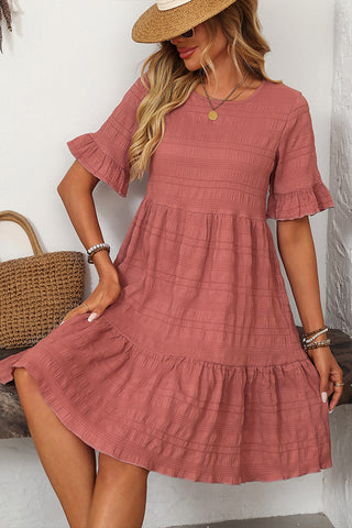 Fashion Cute Ruffle Hem Mini Dress