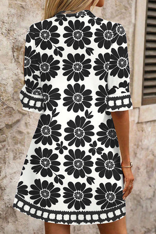 Fashion Flared Sleeves Printed Mini Dress