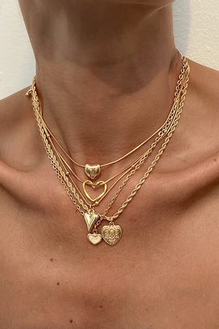 Heart Twisted Metal Chain Layered Necklace