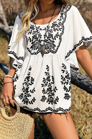 Fashion Printed Round Neck Casual Top