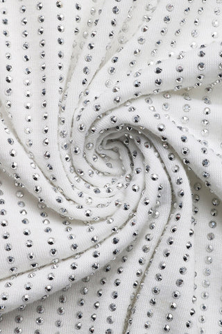 Fashion Rhinestone Details Cowl Neck Top
