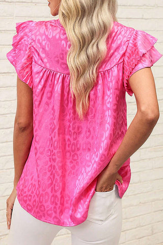 Fashion Printed Ruffle Sleeves Casual Top