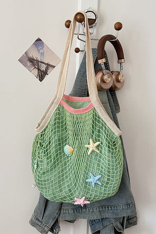 Color Block Starfish Hollow Weave Bag