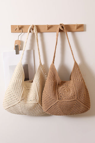 Fashion Solid Color Hollow Weave Bag