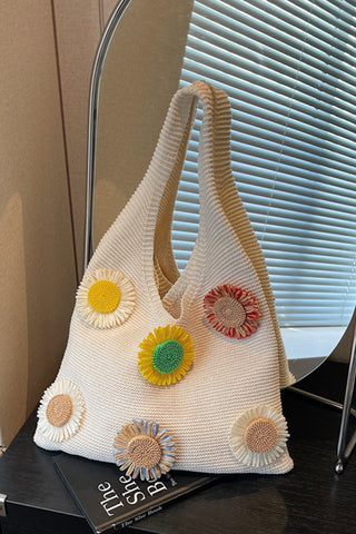 Fashion Flower Design Casual Knitted Bag