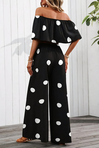 Dots Print Bandeau Casual Two Piece Set