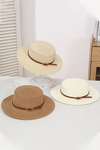 Vintage French Flat Top Straw Hat