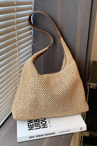 Retro Style Color Block Weave Two-in-One Bag Set