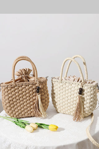 Fashion Solid Color Woven Crossbody Bag