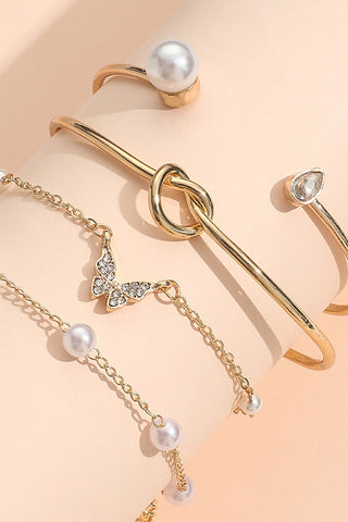 4PCS Fashion Geometry Pearl Bracelet
