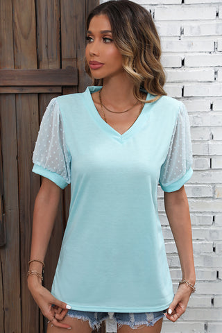Lace Short Sleeve Blouses Casual Tops