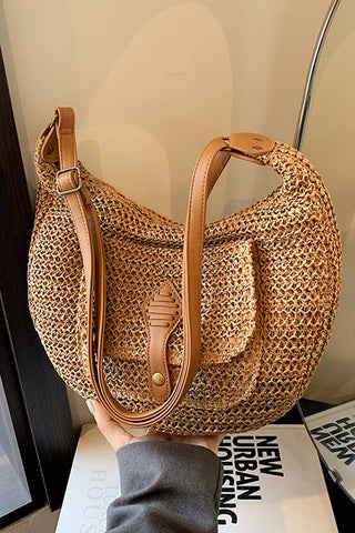 Fashion Resort Style Color Block Weave Bag