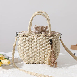 Fashion Solid Color Woven Crossbody Bag