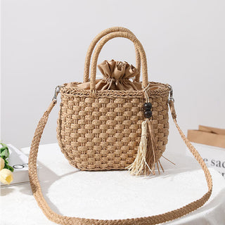 Fashion Solid Color Woven Crossbody Bag