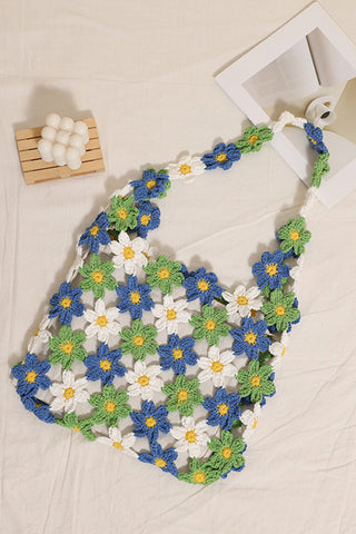 Fashion Flower Design Hollow Weave Bag
