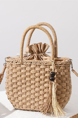 Fashion Solid Color Woven Crossbody Bag
