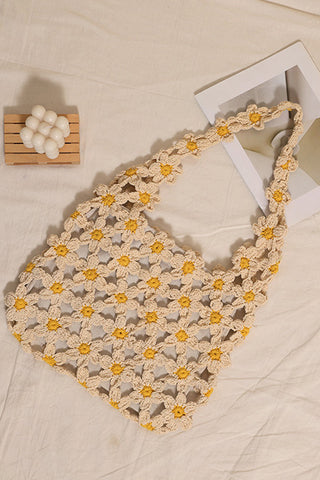 Fashion Flower Design Hollow Weave Bag