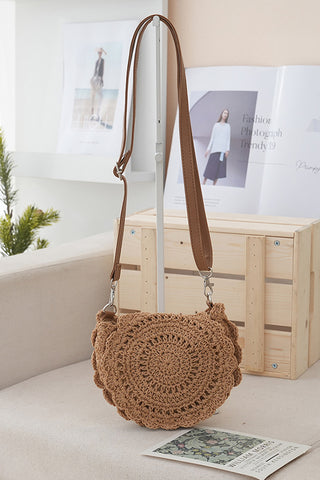 French-style Woven Straw Crossbody Bag