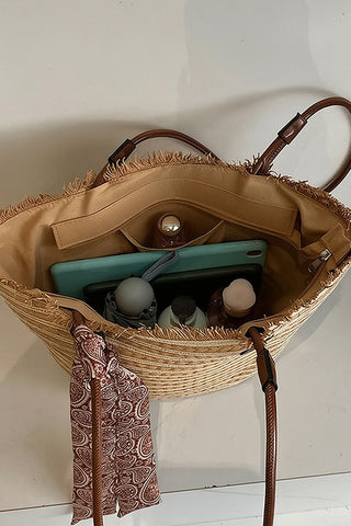 Fashion Color Block Tie Design Bag