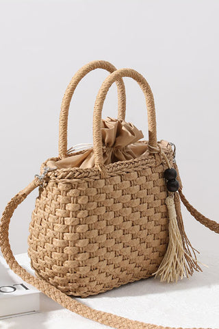 Fashion Solid Color Woven Crossbody Bag