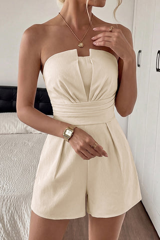 Fashion Smocked Back Bandeau Casual Rompers