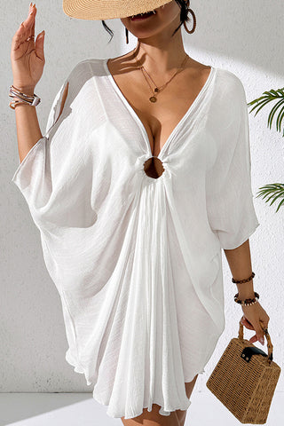 Solid Color Ring Design Swimsuit Cover Up