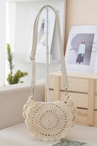 French-style Woven Straw Crossbody Bag
