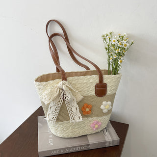 Resort Style Color Block Casual Weave Bag