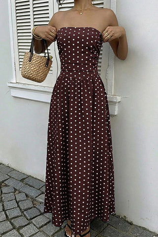 Dots Print Sleeveless Bandeau Retro Dress