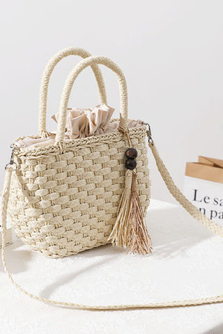 Fashion Solid Color Woven Crossbody Bag