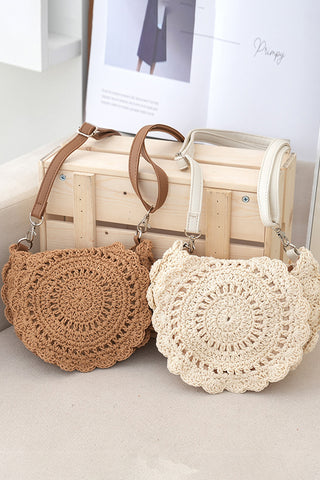 French-style Woven Straw Crossbody Bag